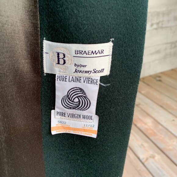 Vintage Forest Green Wool Suede Trim Double Breasted Overcoat Maxi Trench Coat - Picture 10 of 16